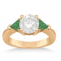 Emerald Three Stone Trilliant Engagement Ring 18k Rose Gold (0.70ct)