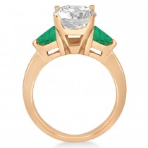 Emerald Three Stone Trilliant Engagement Ring 18k Rose Gold (0.70ct)