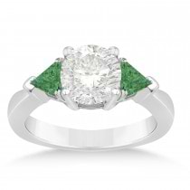 Emerald Three Stone Trilliant Engagement Ring Palladium (0.70ct)