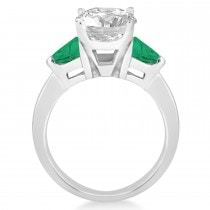 Emerald Three Stone Trilliant Engagement Ring Platinum (0.70ct)