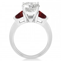 Garnet Three Stone Trilliant Engagement Ring 14k White Gold (0.70ct)
