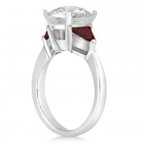 Garnet Three Stone Trilliant Engagement Ring Palladium (0.70ct)