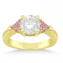 Morganite Three Stone Trilliant Engagement Ring 14k Yellow Gold (0.70ct)