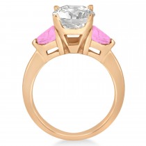 Pink Sapphire Three Stone Trilliant Engagement Ring 14k Rose Gold (0.70ct)