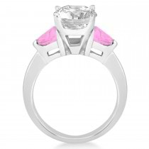 Pink Sapphire Three Stone Trilliant Engagement Ring 14k White Gold (0.70ct)