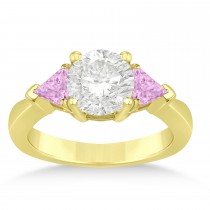 Pink Sapphire Three Stone Trilliant Engagement Ring 18k Yellow Gold (0.70ct)