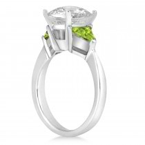Peridot Three Stone Trilliant Engagement Ring Platinum (0.70ct)