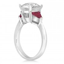 Ruby Three Stone Trilliant Engagement Ring 14k White Gold (0.70ct)