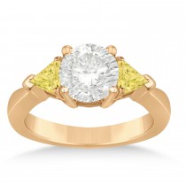 Yellow Diamond Three Stone Trilliant Engagement Ring 14k Rose Gold (0.70ct)