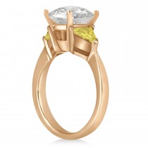 Yellow Diamond Three Stone Trilliant Engagement Ring 14k Rose Gold (0.70ct)