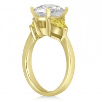 Yellow Diamond Three Stone Trilliant Engagement Ring 14k Yellow Gold (0.70ct)