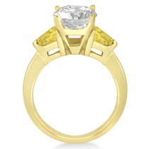 Yellow Diamond Three Stone Trilliant Engagement Ring 14k Yellow Gold (0.70ct)
