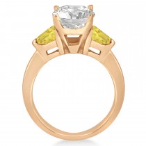 Yellow Diamond Three Stone Trilliant Engagement Ring 18k Rose Gold (0.70ct)