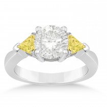 Yellow Diamond Three Stone Trilliant Engagement Ring 18k White Gold (0.70ct)