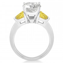 Yellow Diamond Three Stone Trilliant Engagement Ring Palladium (0.70ct)