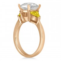 Yellow Sapphire Three Stone Trilliant Engagement Ring 14k Rose Gold (0.70ct)