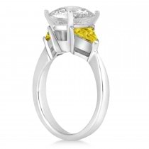 Yellow Sapphire Three Stone Trilliant Engagement Ring 14k White Gold (0.70ct)