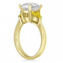Yellow Sapphire Three Stone Trilliant Engagement Ring 14k Yellow Gold (0.70ct)