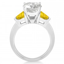 Yellow Sapphire Three Stone Trilliant Engagement Ring 18k White Gold (0.70ct)