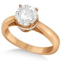 Pave-Set Diamond Accented Ring for Round Diamond 14k Rose Gold