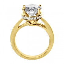 Pave-Set Diamond Accented Ring for Round Diamond 14k Yellow Gold