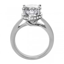 Pave-Set Diamond Accented Ring for Round Diamond in Platinum