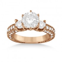 Vintage Three-Stone Diamond Engagement Ring 14k Rose Gold (1.00ct)