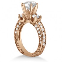 Vintage Three-Stone Diamond Engagement Ring 14k Rose Gold (1.00ct)