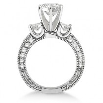 Vintage Three-Stone Lab Diamond Engagement Ring 14k White Gold (1.00ct)