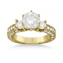 Vintage Three-Stone Lab Diamond Engagement Ring 18k Yellow Gold (1.00ct)