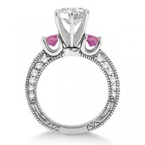Pink Sapphire & Diamond 3-Stone Engagement Ring 14k White Gold 1.06ct