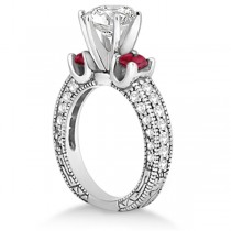 Three-Stone Ruby & Diamond Engagement Ring Palladium 1.13ct