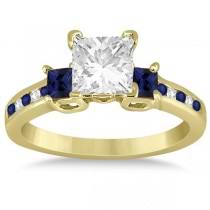 Blue Sapphire Three Stone Engagement Ring in 14k Yellow Gold (0.62ct)