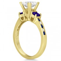 Blue Sapphire Three Stone Engagement Ring in 14k Yellow Gold (0.62ct)