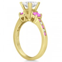 Pink Sapphire Three Stone Engagement Ring in 14k Yellow Gold (0.62ct)