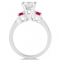 Ruby Three Stone Engagement Ring in 14k White Gold (0.62ct)