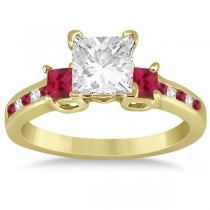 Ruby Three Stone Engagement Ring in 14k Yellow Gold (0.62ct)