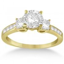 Three-Stone Princess Cut Diamond Engagement Ring in 14k Yellow Gold (0.64 ctw)