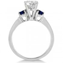 Princess Cut Diamond & Sapphire Engagement Ring 14k White Gold (0.68ct)