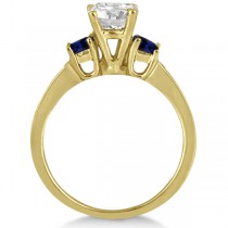 Princess Cut Diamond & Sapphire Engagement Ring 14k Yellow Gold (0.68ct)