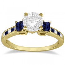 Princess Cut Diamond & Sapphire Engagement Ring 18k Yellow Gold (0.68ct)