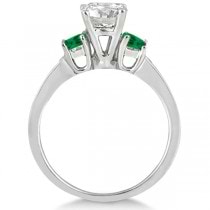 Princess Cut Diamond & Emerald Engagement Ring 18k White Gold (0.68ct)