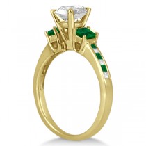Princess Cut Diamond & Emerald Engagement Ring 18k Yellow Gold (0.68ct)