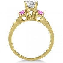 Princess Cut Diamond & Pink Sapphire Engagement Ring 14k Y Gold (0.68ct)