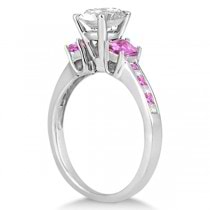Princess Cut Diamond & Pink Sapphire Engagement Ring Palladium (0.68ct)