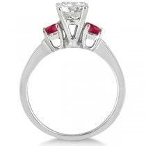 Princess Cut Diamond & Ruby Engagement Ring 14k White Gold (0.68ct)