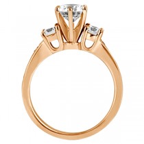 Three-Stone Diamond Engagement Ring with Sidestones in 14k Rose Gold (0.45 ctw)