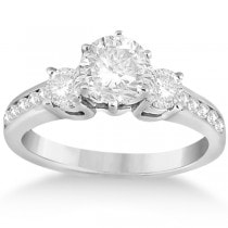 Three-Stone Diamond Engagement Ring with Sidestones in 14k White Gold (0.45 ctw)