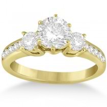 Three-Stone Diamond Engagement Ring with Sidestones in 14k Yellow Gold (0.45 ctw)