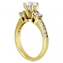 Three-Stone Diamond Engagement Ring with Sidestones in 14k Yellow Gold (0.45 ctw)